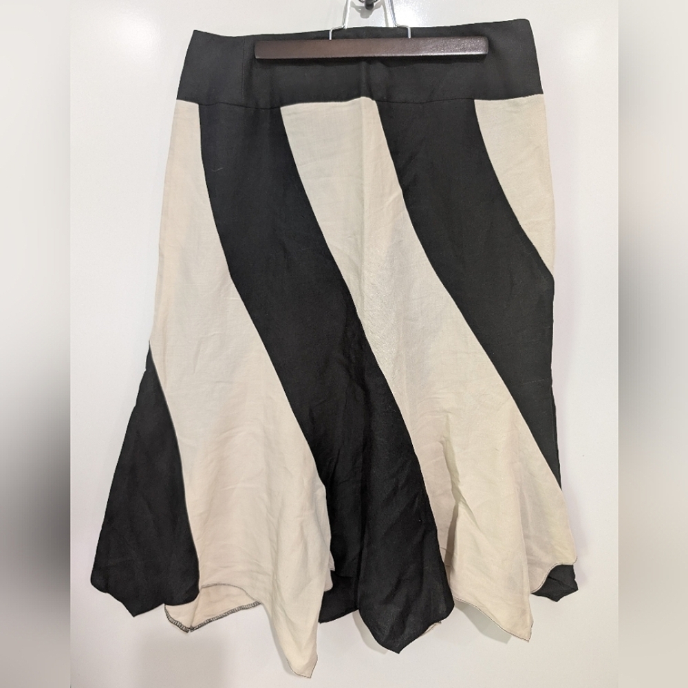 Wallis UK Linen Blend Back/Cream Skirt Size 10